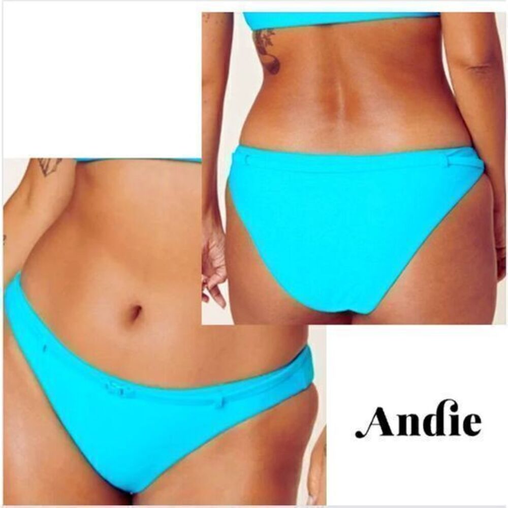 Andie Swim The‎ Riviera Bikini Bottom  Size Large Coastal Blue Belted